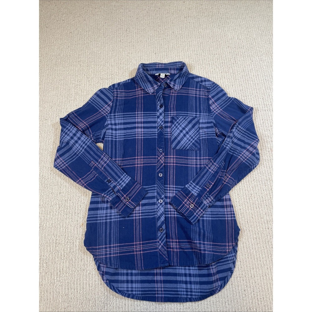 Orvis Women's Small Plaid Lightweight Flannel Cotton Blend Button Up Shirt
